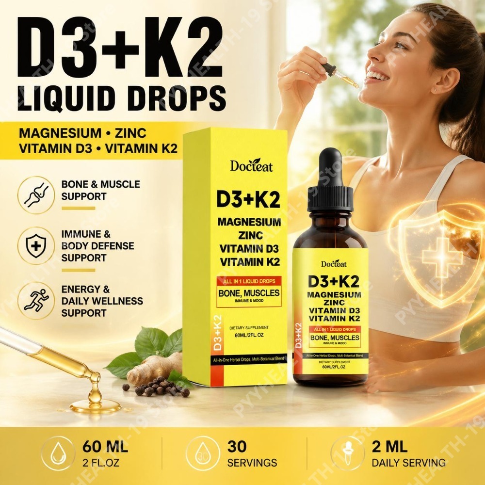 Vitamin D3 K2 Drop - Docteat D3+K2 Flüssige Tropfen mit Magnesium,