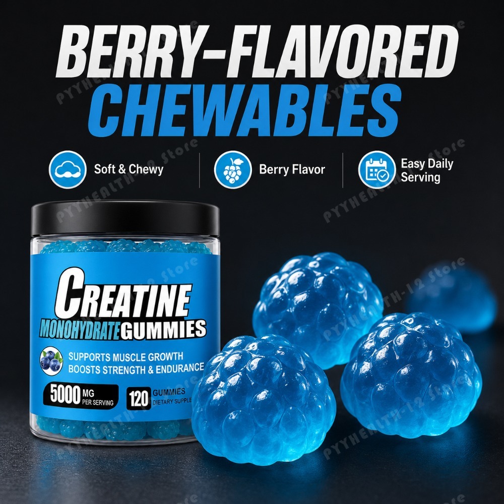Pre Workout Supplement - Kreatin-Monohydrat-Gummis 5000mg pro Portion, 120 Gummis