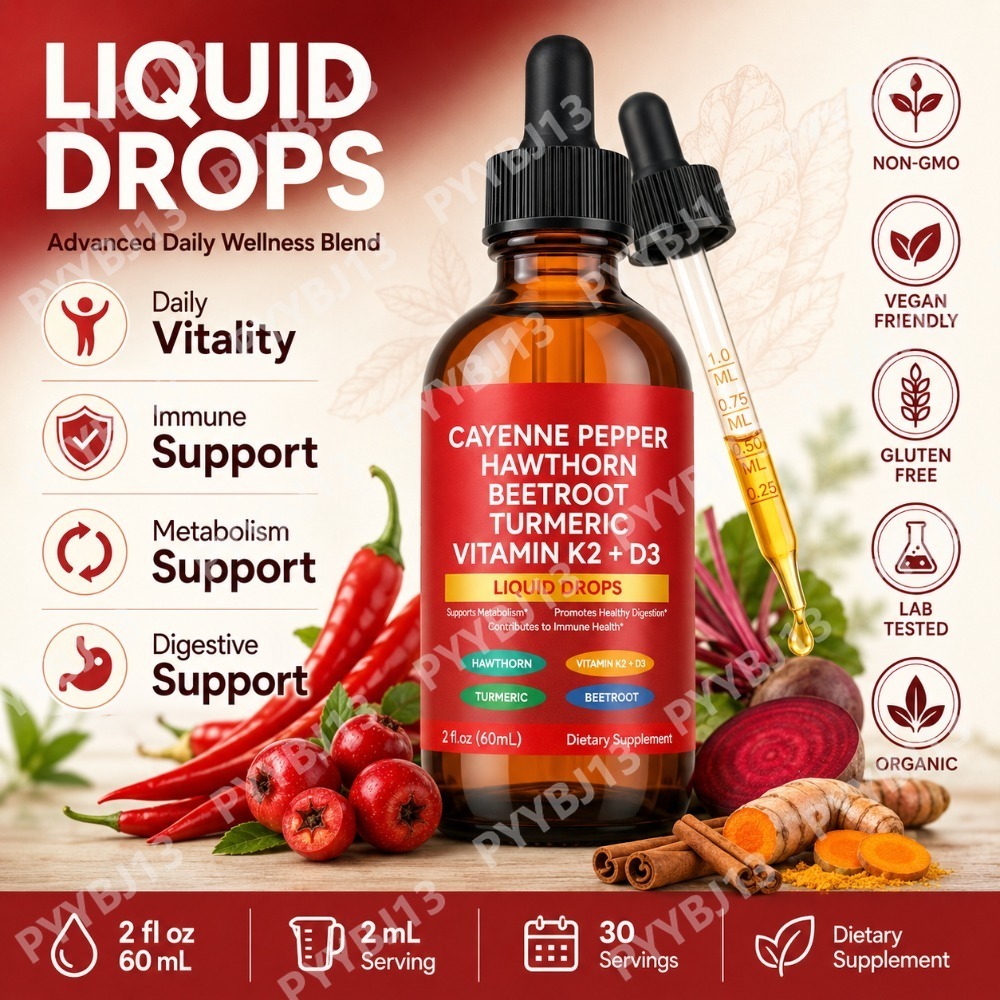Vitamin D3 K2 Drop - Pfeffer-Tropfen 60ml Unterstützt Stoffwechsel, Durchblutung und