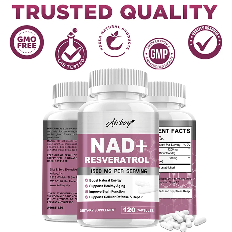 Pre Workout Supplement - NAD+ Resveratrol-Ergänzungsmittel – natürliche Energie, Anti-Aging-